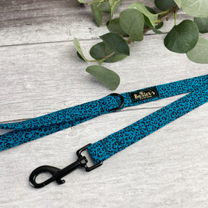 teal leopard dog collar