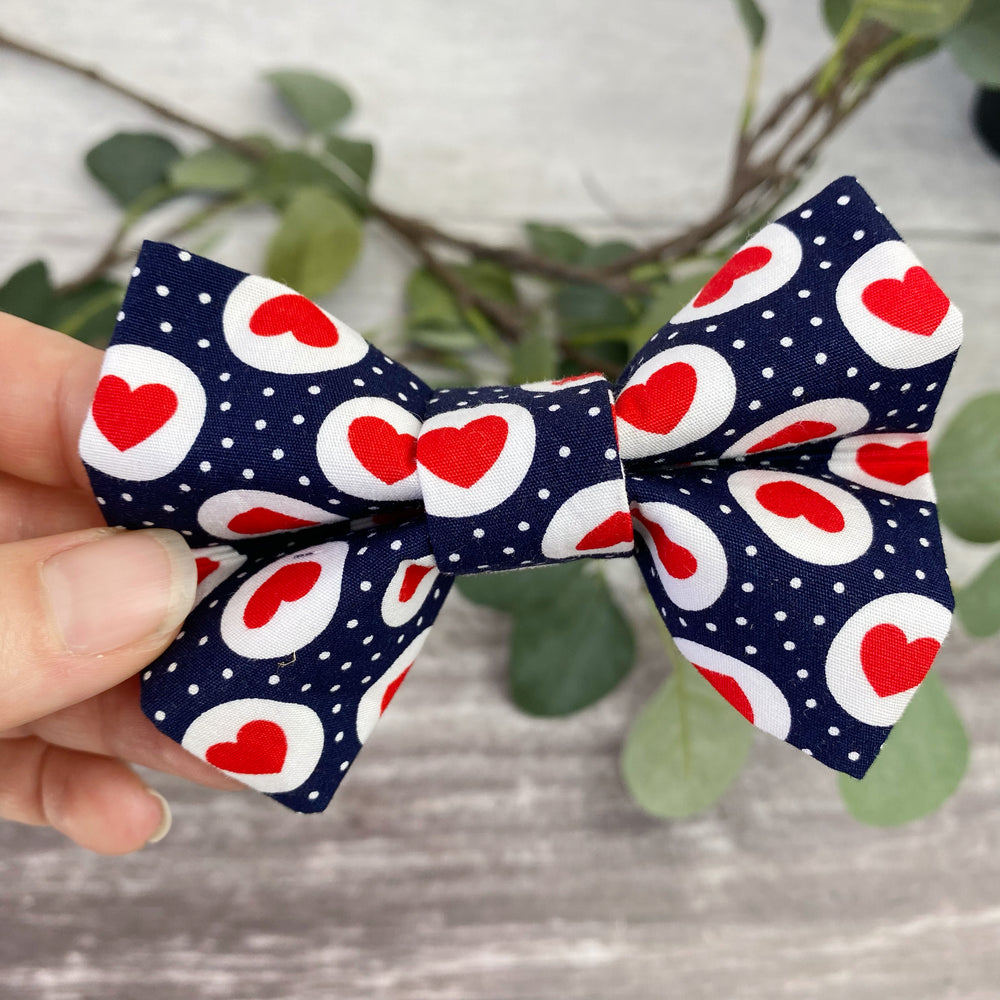 scandi hearts dog bow tie