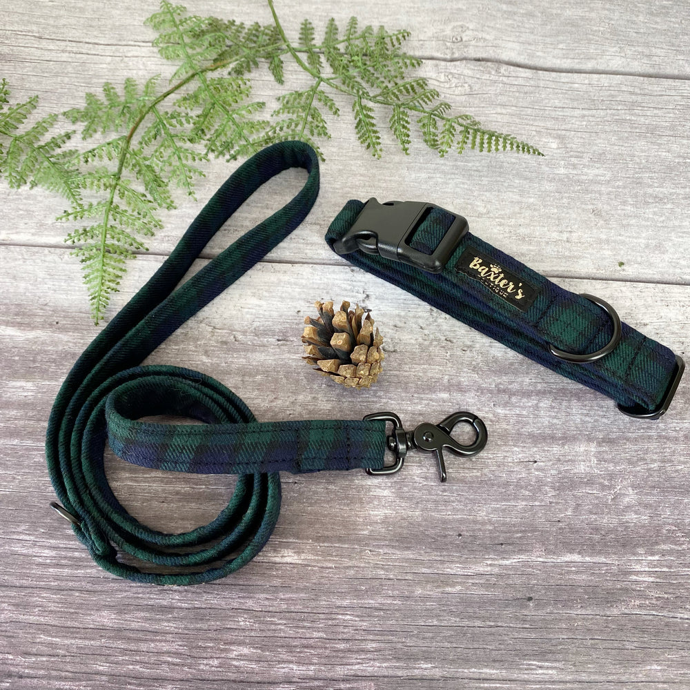 black watch tartan dog collar and lead