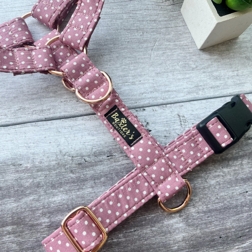 pink polka dog harness