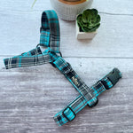 blue tartan dog harness