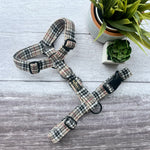 tan tartan dog harness