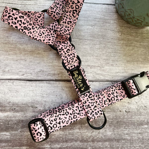 pink leopard print dog harness