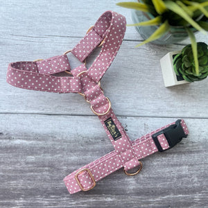 pink polka dot dog harness