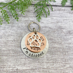
            
                Load image into Gallery viewer, hand stamped dog tag
            
        