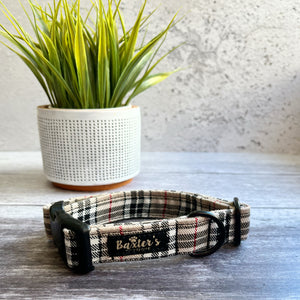tan tartan dog collar