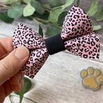 pink leopard dog bow