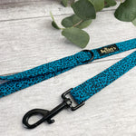 teal leopard dog collar