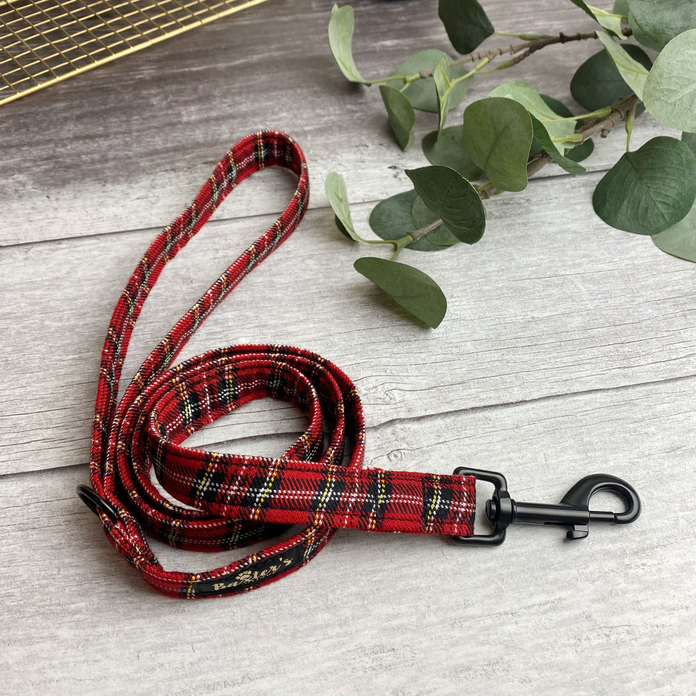 red plaid dog leash