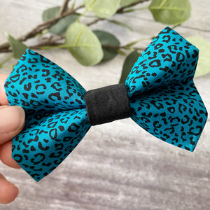 blue leopard dog bow tie