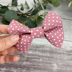 
            
                Load image into Gallery viewer, pink polka dot dog bow tie
            
        