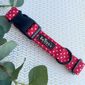 red polka dot dog collar