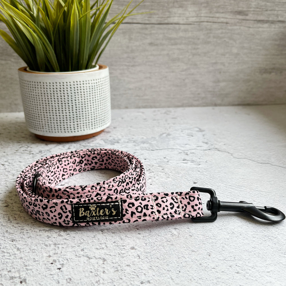 pink leopard print dog lead