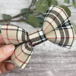 Tan Tartan Dog Bow Tie