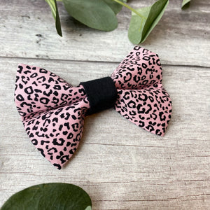 leopard print dog bow