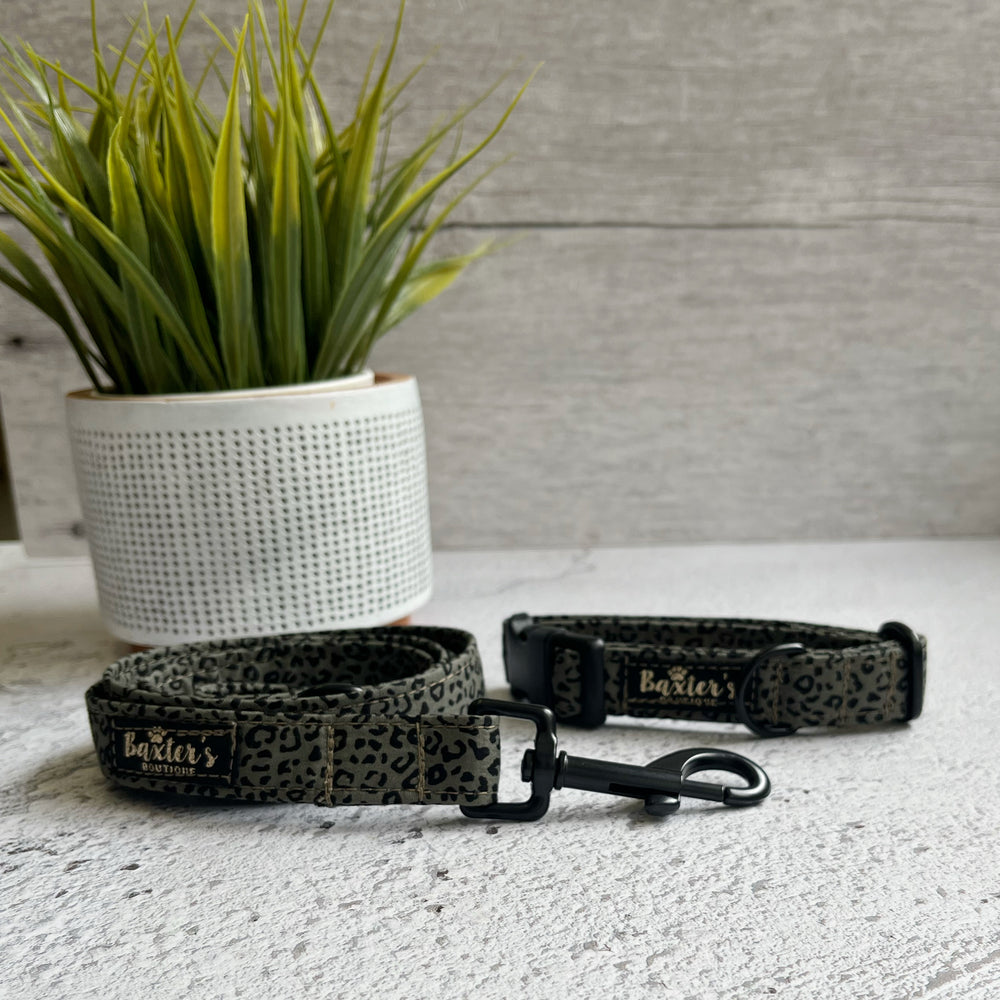 khaki leopard dog lead