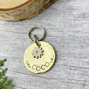 flower dog tag
