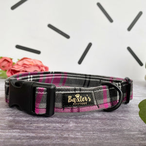 Dog Collar Pink And Grey Tartan – Baxter's Boutique
