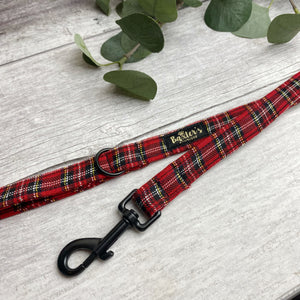 red tartan dog lead