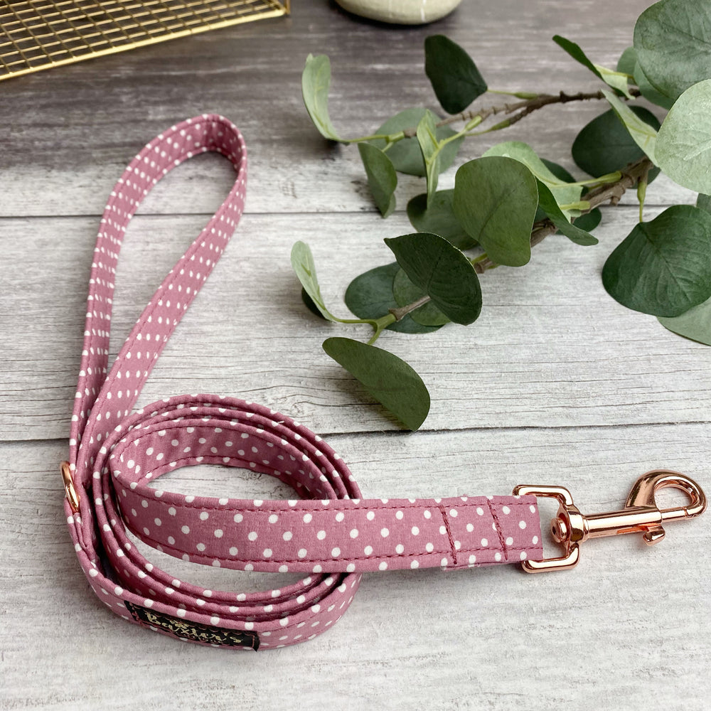 pink polka dot dog lead