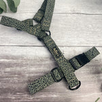 khaki leopard dog harness