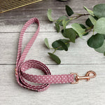 dusky pink polka dot dog lead