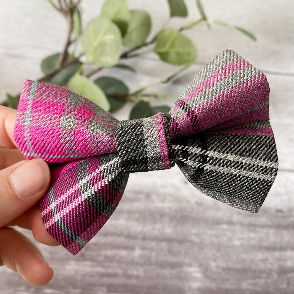 PINK TARTAN DOG BOW TIE