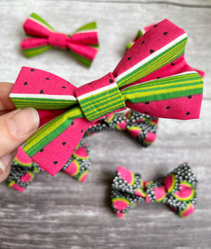 
            
                Load image into Gallery viewer, Watermelon Slice Dog Bow
            
        