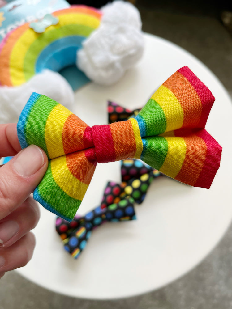 pride rainbow dog bow