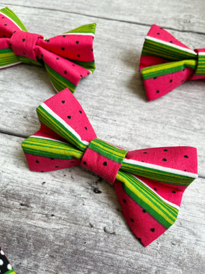 Watermelon slice dog bow