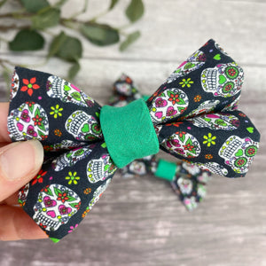 sugar skull dog bow